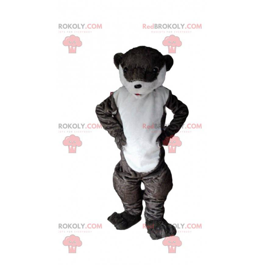 Hnědá a bílá vydra maskot, říční kostým - Redbrokoly.com Hnědá a bílá vydra maskot, říční kostým - Redbrokoly.com