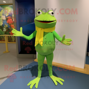 Lime Green Frog mascot costume character dressed with a Sheath Dress and Belts