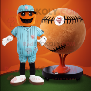 Rust Baseball Ball mascot costume character dressed with a Swimwear and Ties
