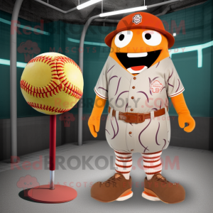 Rust Baseball Ball mascot costume character dressed with a Swimwear and Ties