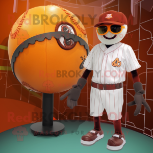 Rust Baseball Ball mascot costume character dressed with a Swimwear and Ties