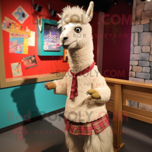 nan Llama mascot costume character dressed with a Blouse and Shoe clips