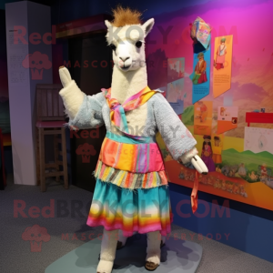 nan Llama mascot costume character dressed with a Blouse and Shoe clips