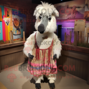 nan Llama mascot costume character dressed with a Blouse and Shoe clips
