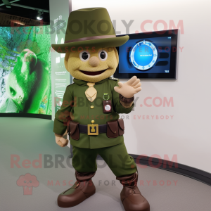 Olive Leprechaun Hat mascot costume character dressed with a Chinos and Smartwatches