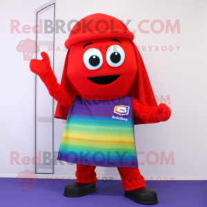 Red Rainbow maskot kostume...