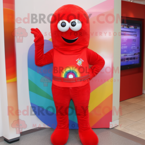 Red Rainbow maskot kostume...