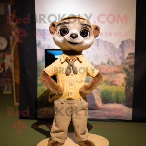 nan Meerkat mascot costume character dressed with a T-Shirt and Bow ties