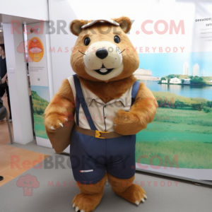 nan Capybara mascot costume character dressed with a Cargo Pants and Necklaces