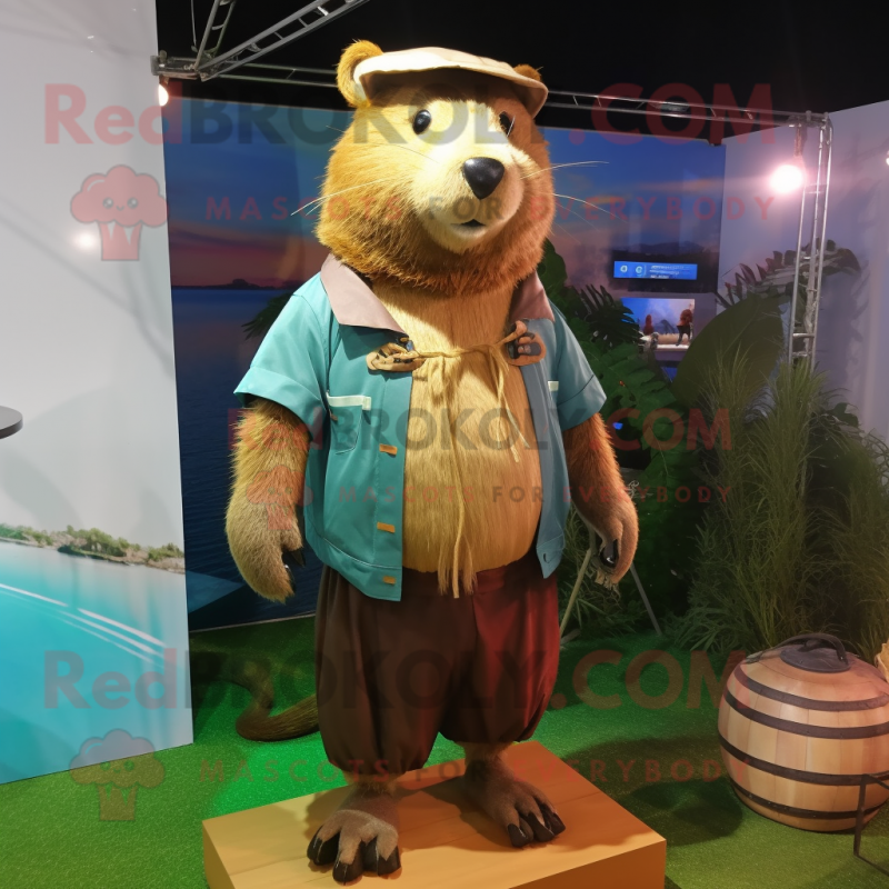 nan Capybara mascot costume character dressed with a Cargo Pants and Necklaces