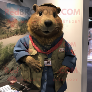 nan Capybara mascot costume character dressed with a Cargo Pants and Necklaces