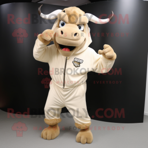 Beige Bull mascotte kostuum...