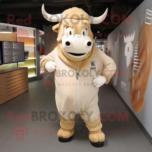 Beige Bull mascotte kostuum...