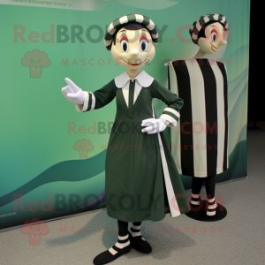 Olive Mime mascot costume character dressed with a Wrap Dress and Pocket squares