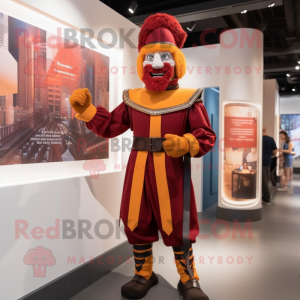 Rust Swiss Guard mascot costume character dressed with a Joggers and Shoe clips