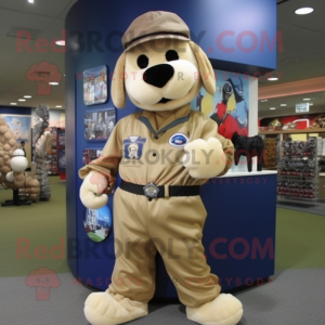 Tan Air Force Soldier mascot costume character dressed with a Baseball Tee and Scarf clips