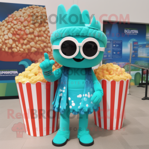 Turquoise Pop Corn mascotte...