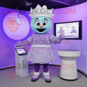 Lavender Ice mascot costume character dressed with a Culottes and Digital watches
