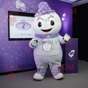 Lavender Ice mascot costume character dressed with a Culottes and Digital watches