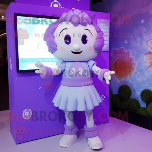 Lavender Ice mascot costume character dressed with a Culottes and Digital watches