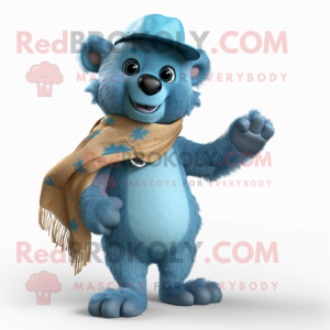 Cyan Marmot mascot costume character dressed with a Flare Jeans and Wraps