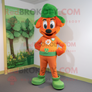 Orange Bunch Of Shamrocks mascot costume character dressed with a Bermuda Shorts and Belts