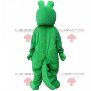 Mascotte coccodrillo verde e giallo, costume da alligatore -