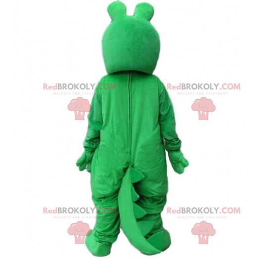 Mascotte de crocodile vert et jaune, costume d'alligator -