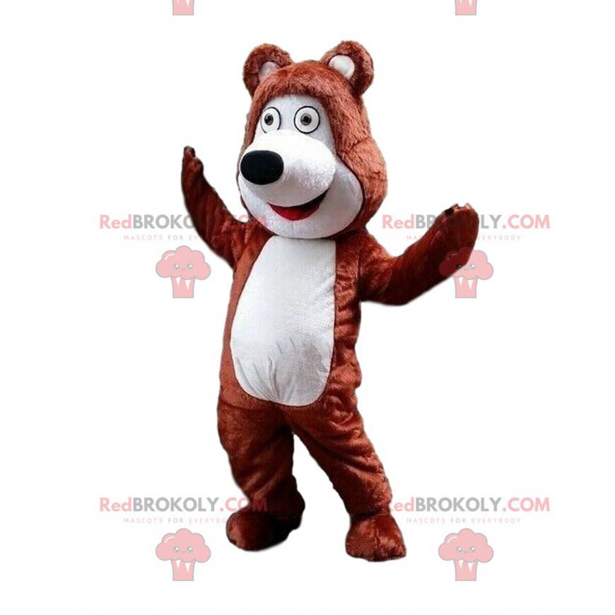 Brun og hvid bamse maskot, bamse kostume - Redbrokoly.com