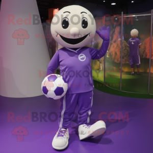 Lavender Soccer Ball mascot costume character dressed with a Leggings and Shoe laces