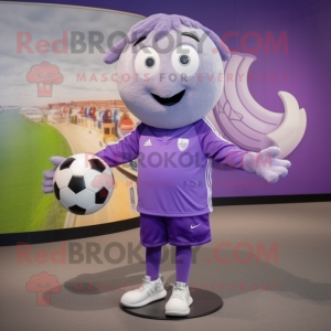 Lavender Soccer Ball mascot costume character dressed with a Leggings and Shoe laces
