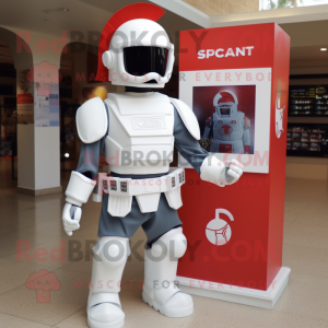 White Spartan Soldier mascot costume character dressed with a Rash Guard and Keychains