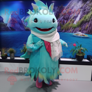 Cyan Axolotls maskot drakt...