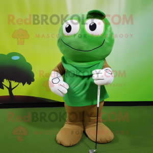 Green Golf Bag mascot costume character dressed with a Turtleneck and Scarves