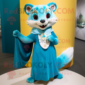 Cyan Marten maskot kostume...