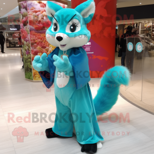 Cyan Marten maskot kostume...