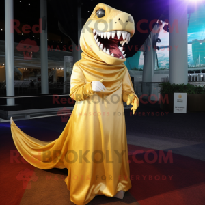 Gouden Megalodon mascotte...