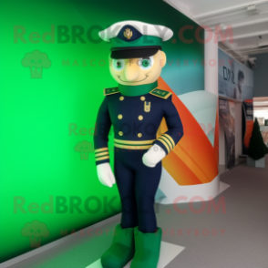 Navy Irish Flag mascot costume character dressed with a Bodysuit and Foot pads