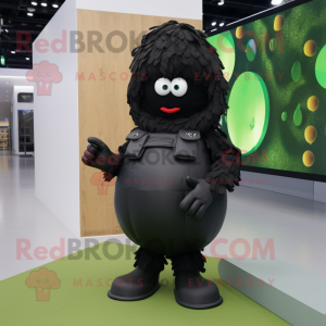 Black Grenade mascot costume character dressed with a Cover-up and Hair clips