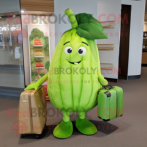 Lime Green Turnip mascot costume character dressed with a Wrap Dress and Briefcases