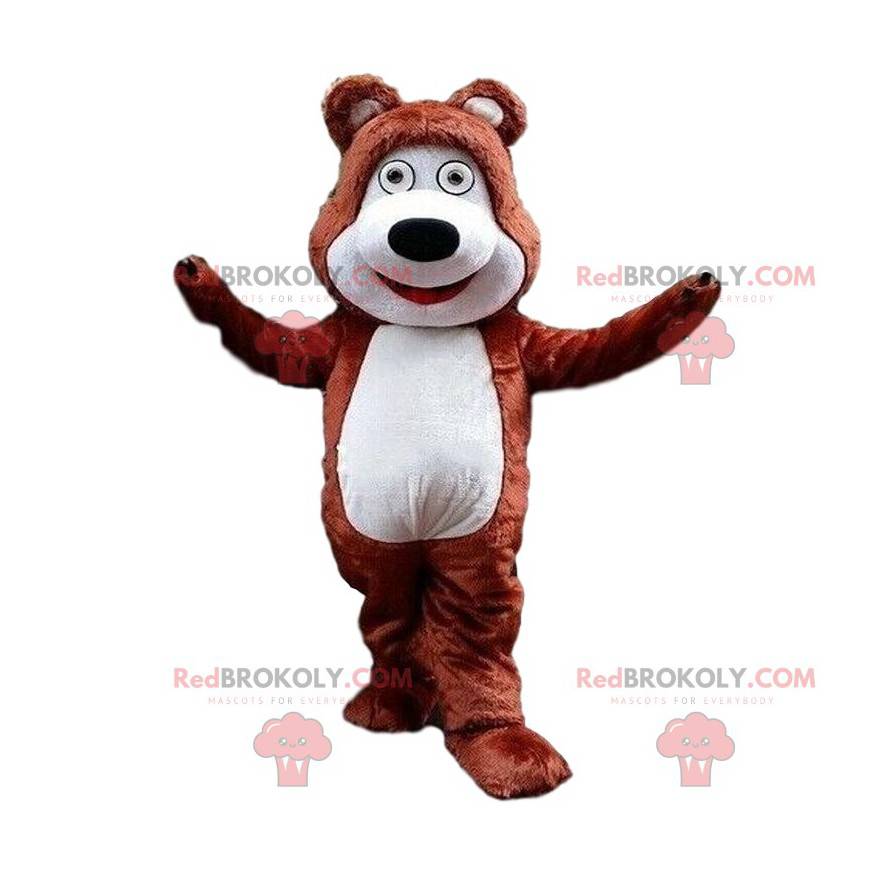 Brun og hvid bamse maskot, bamse kostume - Redbrokoly.com