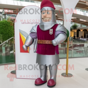 Silver Swiss Guard mascot costume character dressed with a Board Shorts and Pocket squares