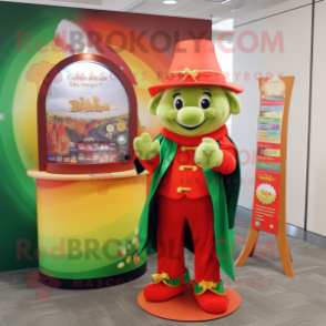 Red Pot Of Gold mascot costume character dressed with a Cover-up and Hairpins
