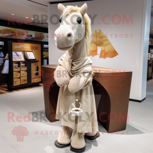 Beige Mare maskot drakt...