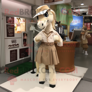 Beige Mare maskot kostume...