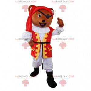 Bear mascotte gekleed als een piraat, piratenkostuum -