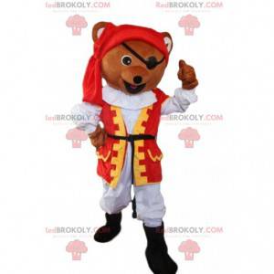 Mascote de urso vestido de pirata, fantasia de pirata -