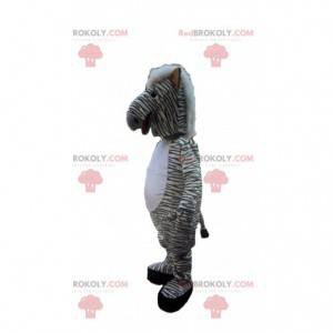 Mascote zebra branca com listras pretas, animal africano -