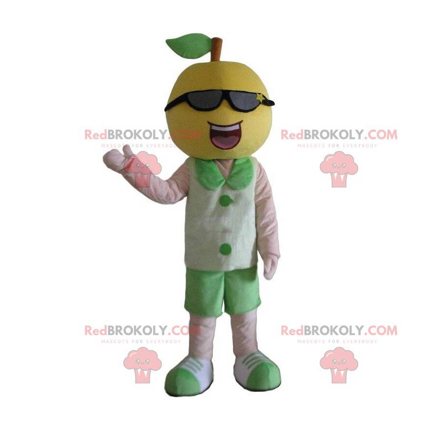 Mascote amarelo-limão sorrindo com óculos de sol - Mascote amarelo-limão sorrindo com óculos de sol -