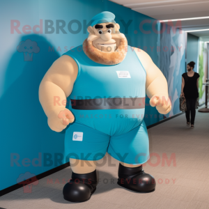 Teal Strongman mascotte...